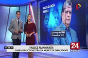 Alan García: líderes políticos envían condolencias por la muerte del expresidente