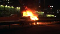 Maltepe'de kaza yapan otomobil alev alev böyle yandı