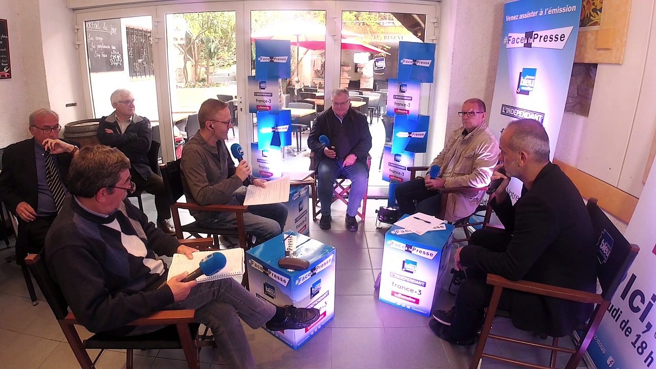 Face à la presse avec le sénateur Les Républicains François Calvet