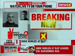 Shoe Hurled at BJP Leader GVL Narsimha Rao during Press Brief