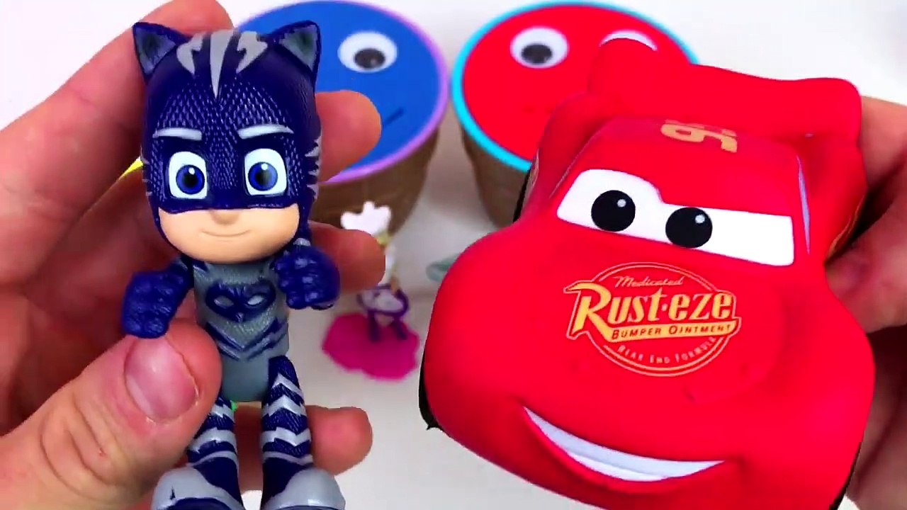 4 Color Play Doh Ice Cream Cups PJ Masks Cars Surprise Toys Learn Colors Barbie Kinder Surprise Eggs