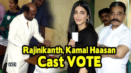 Rajinikanth, Kamal Haasan Cast VOTE #TNelection2019