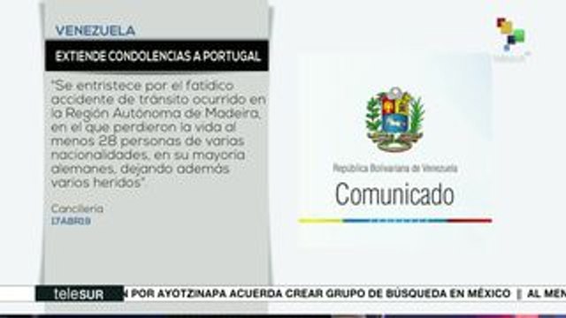 Venezuela extiende condolencias a Portugal por trágico accidente vial