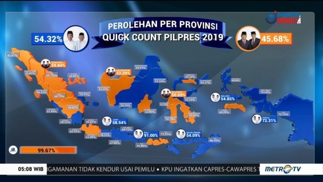 Peta Suara Jokowi vs Prabowo di Tiap Provinsi