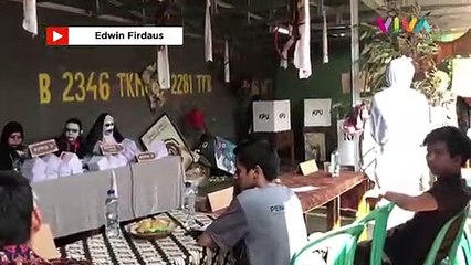 Bikin Merinding, Pocong dan Kuntilanak Jaga TPS