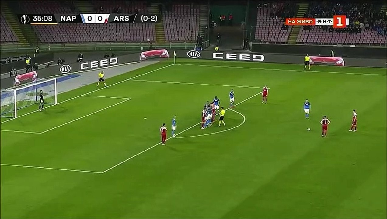 Napoli 0-[1] Arsenal - Lacazette fantastic free kick goal