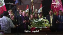 Supporters bid farewell to former Peru's president Garcia