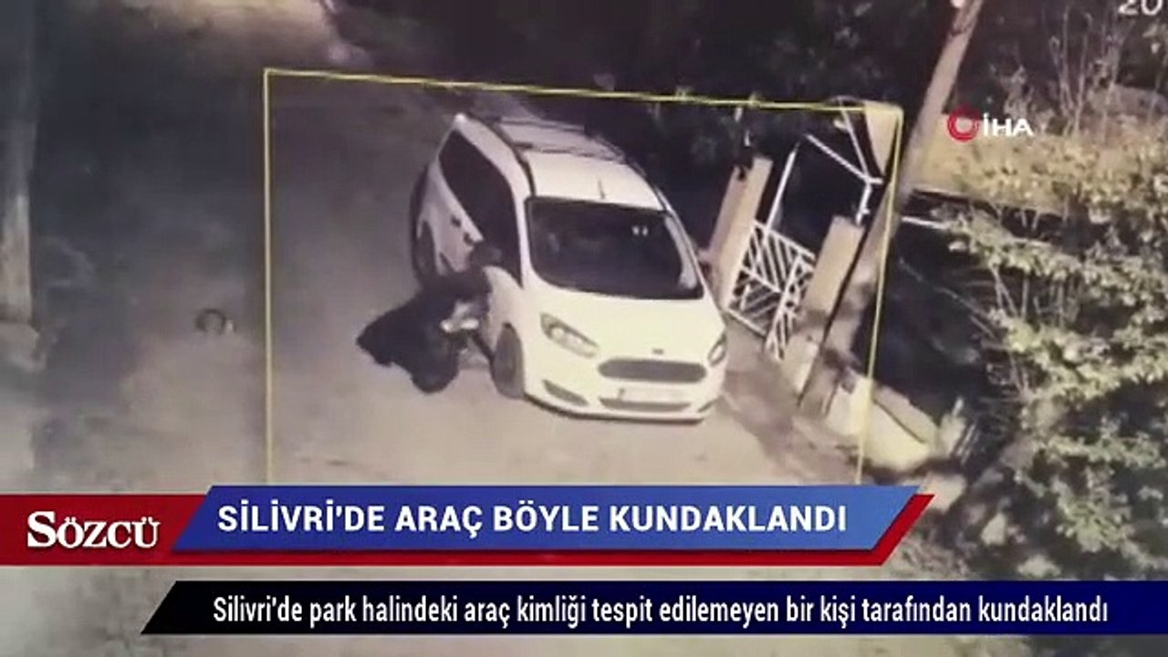 Silivri’de park halindeki araç böyle kundaklandı