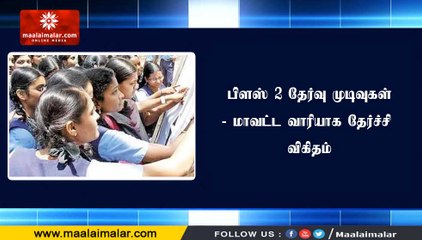 பிளஸ் 2 தேர்வு முடிவுகள்- மாவட்ட வாரியாக தேர்ச்சி விகிதம்