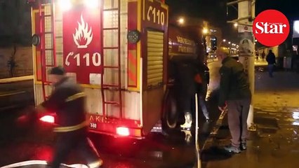 Gece yarısı kaldırımları yıkadı