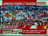 PM Narendra Modi addresses traders at Talkatora stadium, blames Congress for high inflation