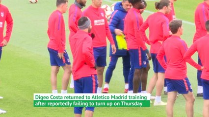 Costa returns to Atletico training after one-day absence