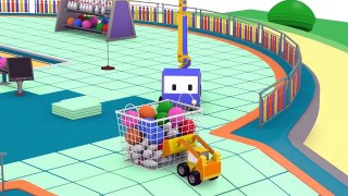 Tiny Trucks - Robot asssistant - Kids Animation with Street Vehicles Bulldozer, Excavator & Crane