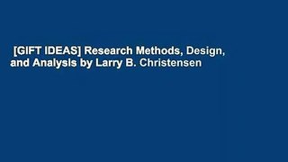 [GIFT IDEAS] Research Methods, Design, and Analysis by Larry B. Christensen