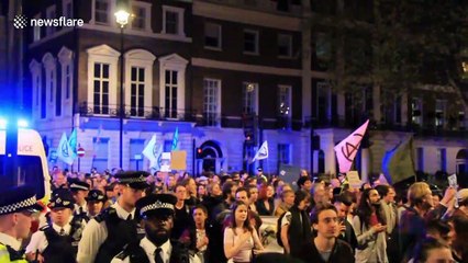 Police tow away pink ship during 'Extinction Rebellion' protest