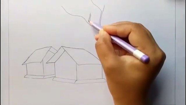 Beautiful Scenery Drawing With Sketch Pen For Beginners