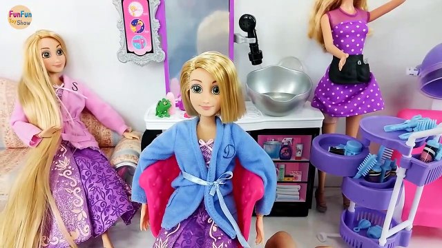 Poupée raiponce Cheveux Transformation à Barbie Salon de Beauté boneka Raiponce Potongan rambut Boneca