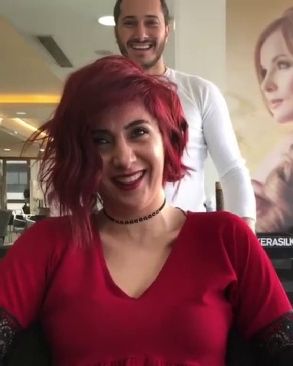 Bob hair transformation - Hair color transformation Black to red