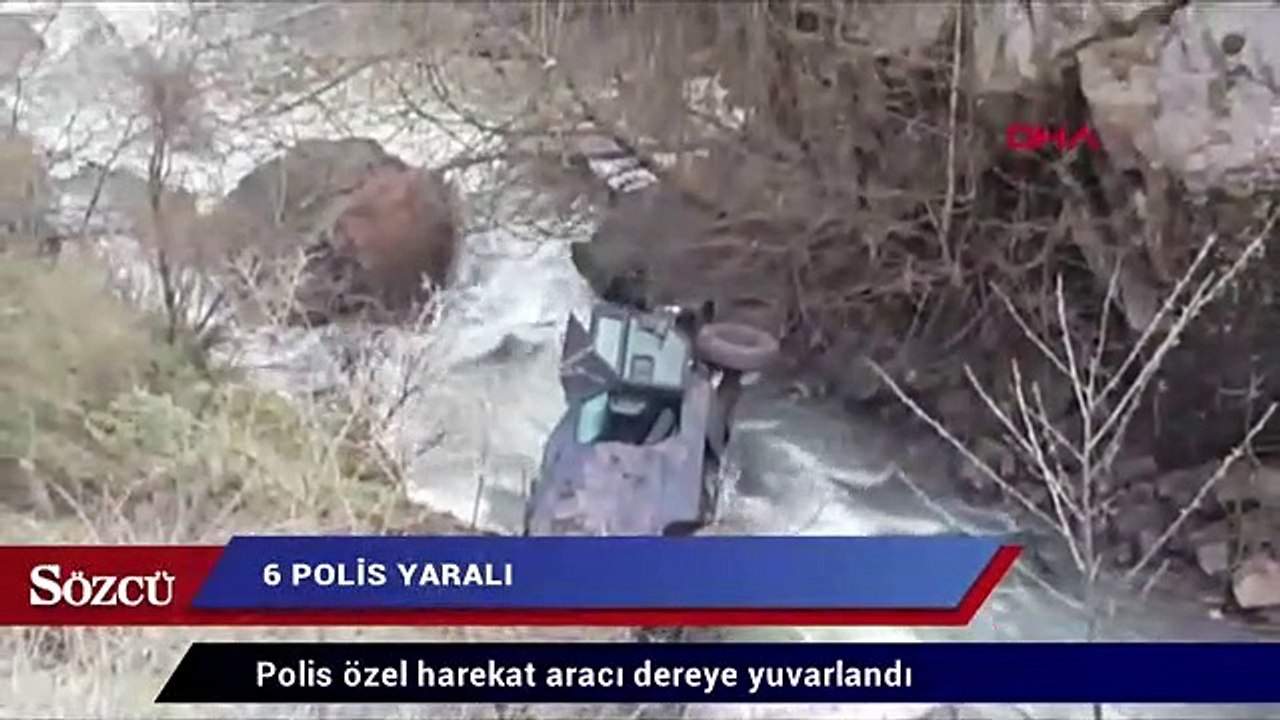Polis aracı dereye yuvarlandı: 6 polis yaralı