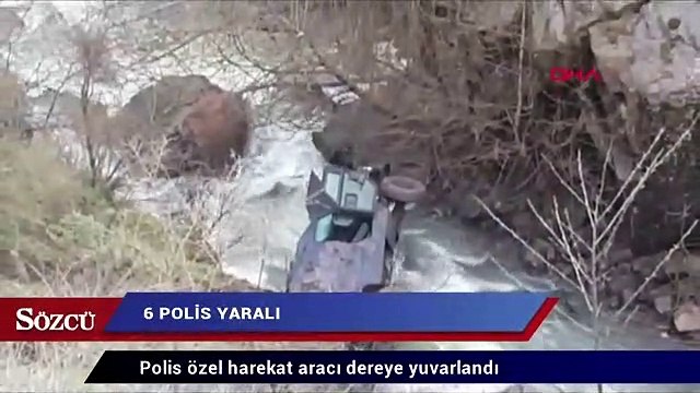 Polis aracı dereye yuvarlandı: 6 polis yaralı