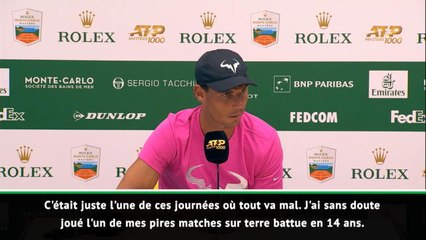 Monte-Carlo - Nadal : "Mon pire match sur terre battue en 14 ans"