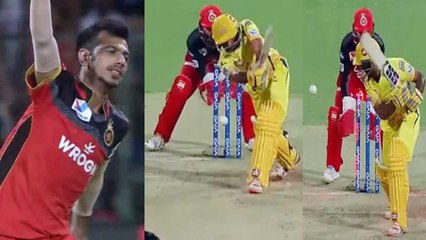 Download Video: IPL 2019 CSK vs RCB : Yuzvendra Chahal clean bowled Ambati Rayudu, CSK in trouble | वनइंडिया हिंदी