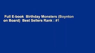 Full E-book  Birthday Monsters (Boynton on Board)  Best Sellers Rank : #1