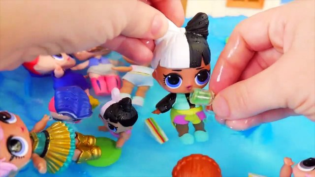 LOL Surprise Dolls in Fake Vs Real showdown at Pool!
