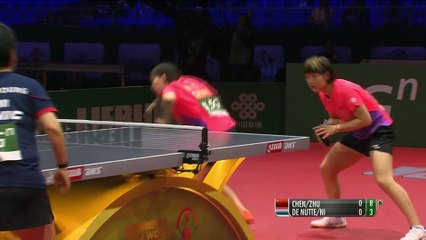 下载视频: Chen Meng/Zhu Yuling vs Sarah Denutte/Lian Ni Xia | 2019 World Championships Highlights (R32)