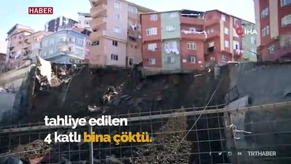 Kağıthane'de boşaltılan bina çöktü