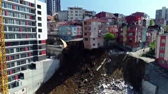 Kağıthane'de 4 Katlı Binanın Çöktüğü Alan Havadan Görüntülendi