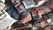 Kağıthane'de çökme riski olan bina kontrollü olarak yıkıldı