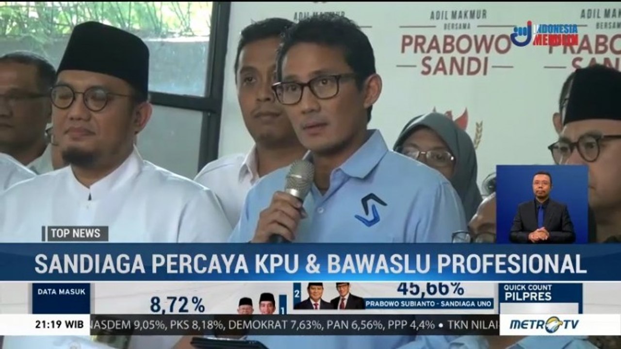 Sandi Percaya KPU dan Bawaslu Profesional