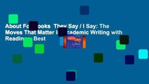 About For Books  They Say / I Say: The Moves That Matter in Academic Writing with Readings  Best