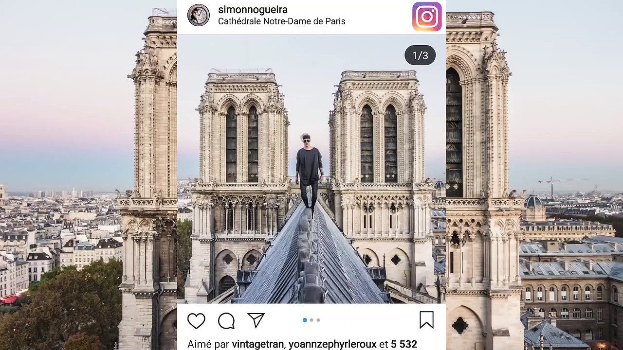 Simon Nogueira explore le toit de Notre-Dame de Paris (2018)