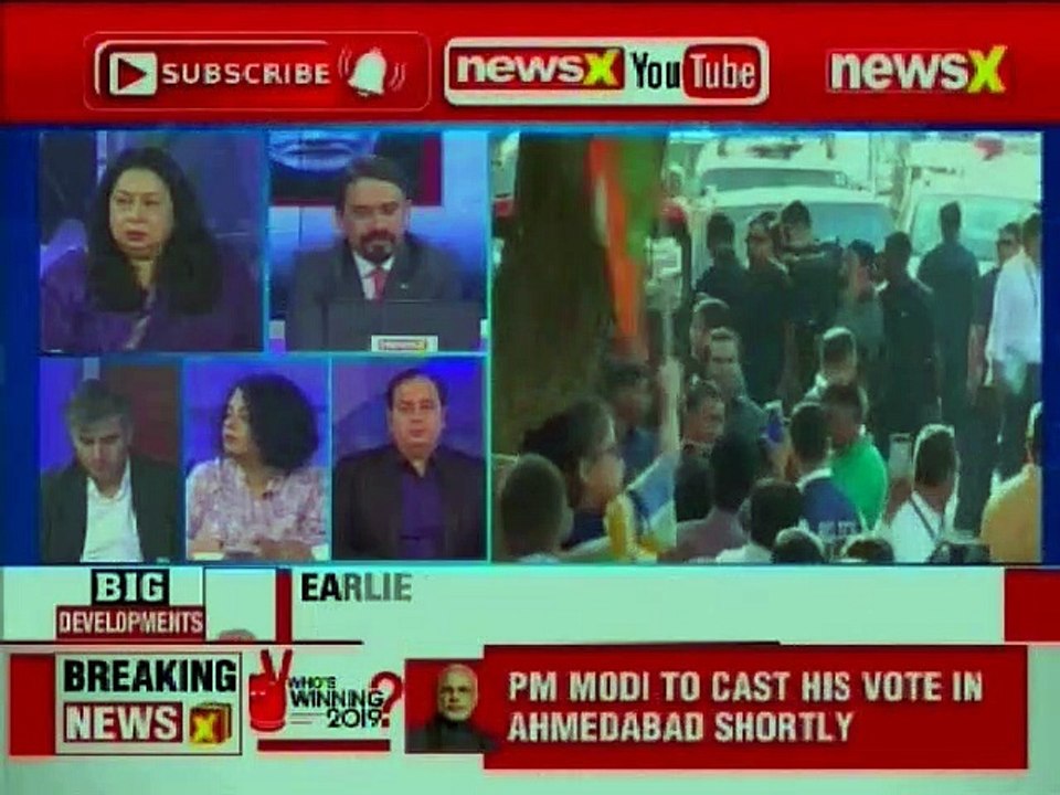 Lok Sabha Election 2019 Phase 3 Voting Day:Amit Shah greets PM Narendra Modi in Gandhinagar, Gujarat