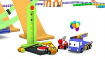 Build a BASEBALL FIELD with the TINY TRUCKS : bulldozer, crane, excavator - Educational cartoon f...