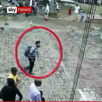 CCTV footage has emerged of a suspected suicide bomber entering St Sebastians Church in Srilanka