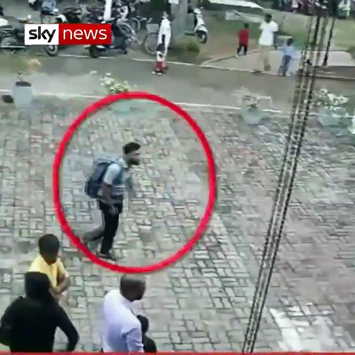 CCTV footage has emerged of a suspected suicide bomber entering St Sebastians Church in Srilanka