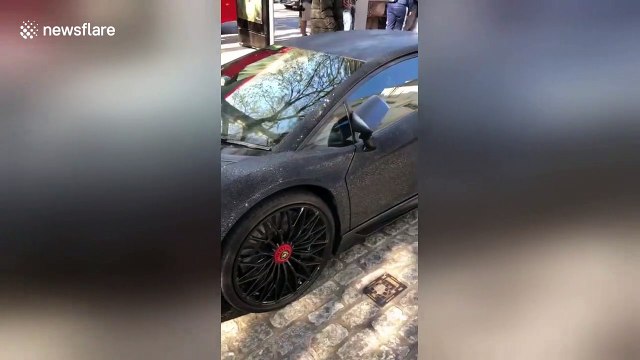 Shiny new ride! Rare crystal-encrusted Lamborghini spotted in central London