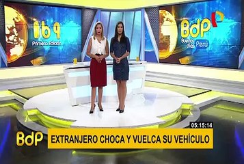 Cercado de Lima: auto terminó volcado tras chocar contra vehículo