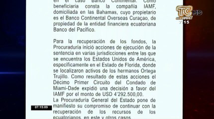 Se recupera casi 5 millones de dólares del caso del Banco Continental