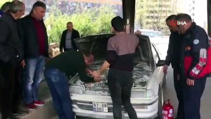 Seyir halindeki araçta yangın