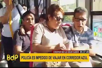 Policía es impedido de ingresar a bus del Corredor Azul