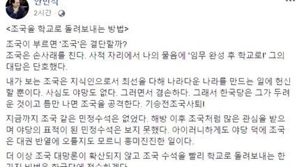 안민석 "조국 수석, 정치판으로 뛰어들지는 한국당에 달려" / YTN