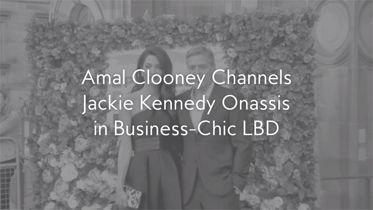 Amal Clooney Channels Jackie Kennedy Onassis in Business-Chic LBD