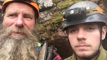 Father And Son Explore Abandoned Mine