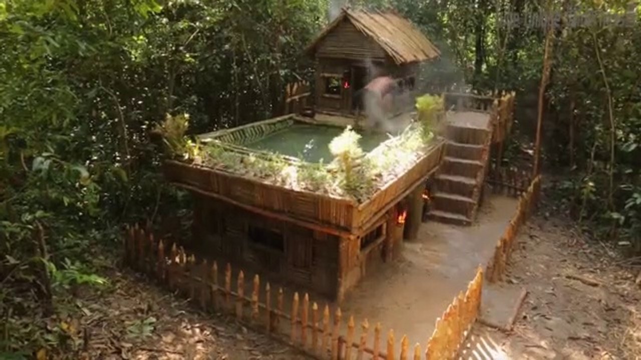 PRIMITIVE BUILDERS - Build Technologically Modern Forest Houses with Garden and Swimming Pool