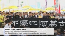 Leaders of pro-democracy Umbrella Movement in Hong Kong sentenced to jail