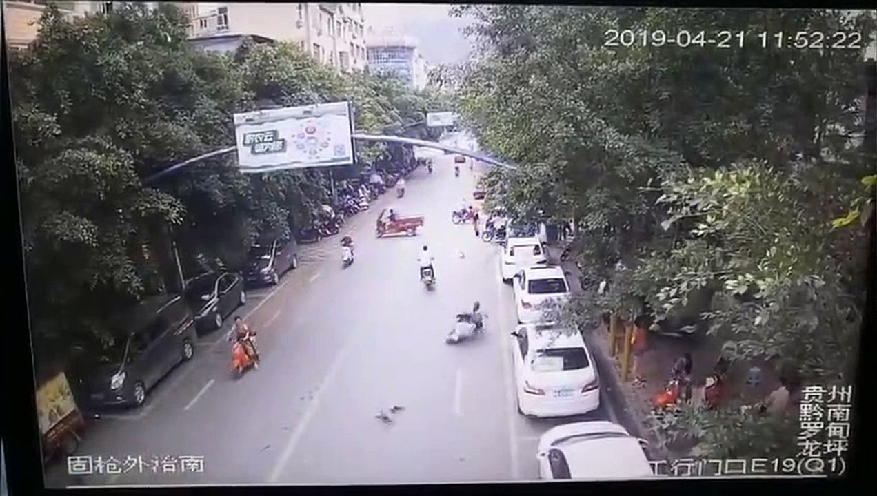 Bird from the blue! Goose drops out of the sky onto woman riding scooter